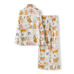 Pijama Americano Feminino Longo - Gatinha